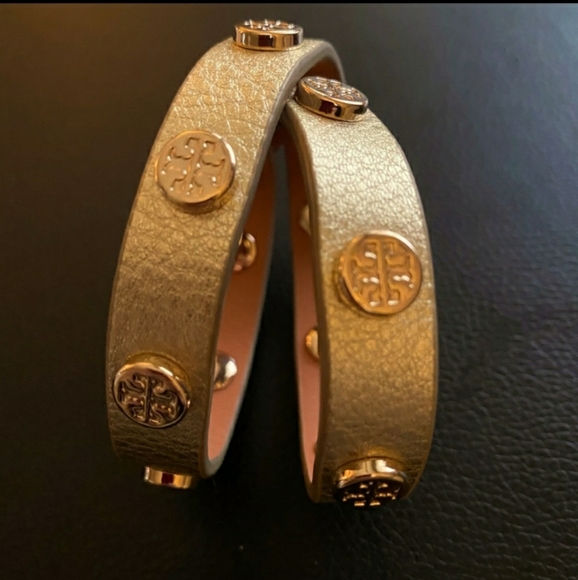 Tory Burch Jewelry - Tory Burch Leather Golden Cuff